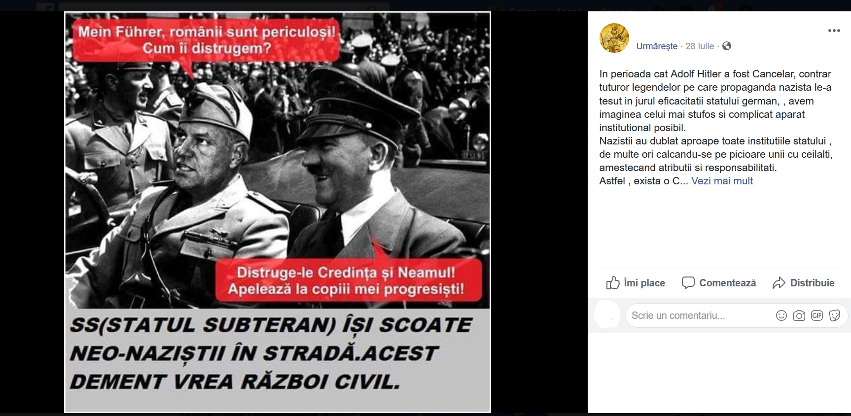 iohannis, hitler, neonazisti