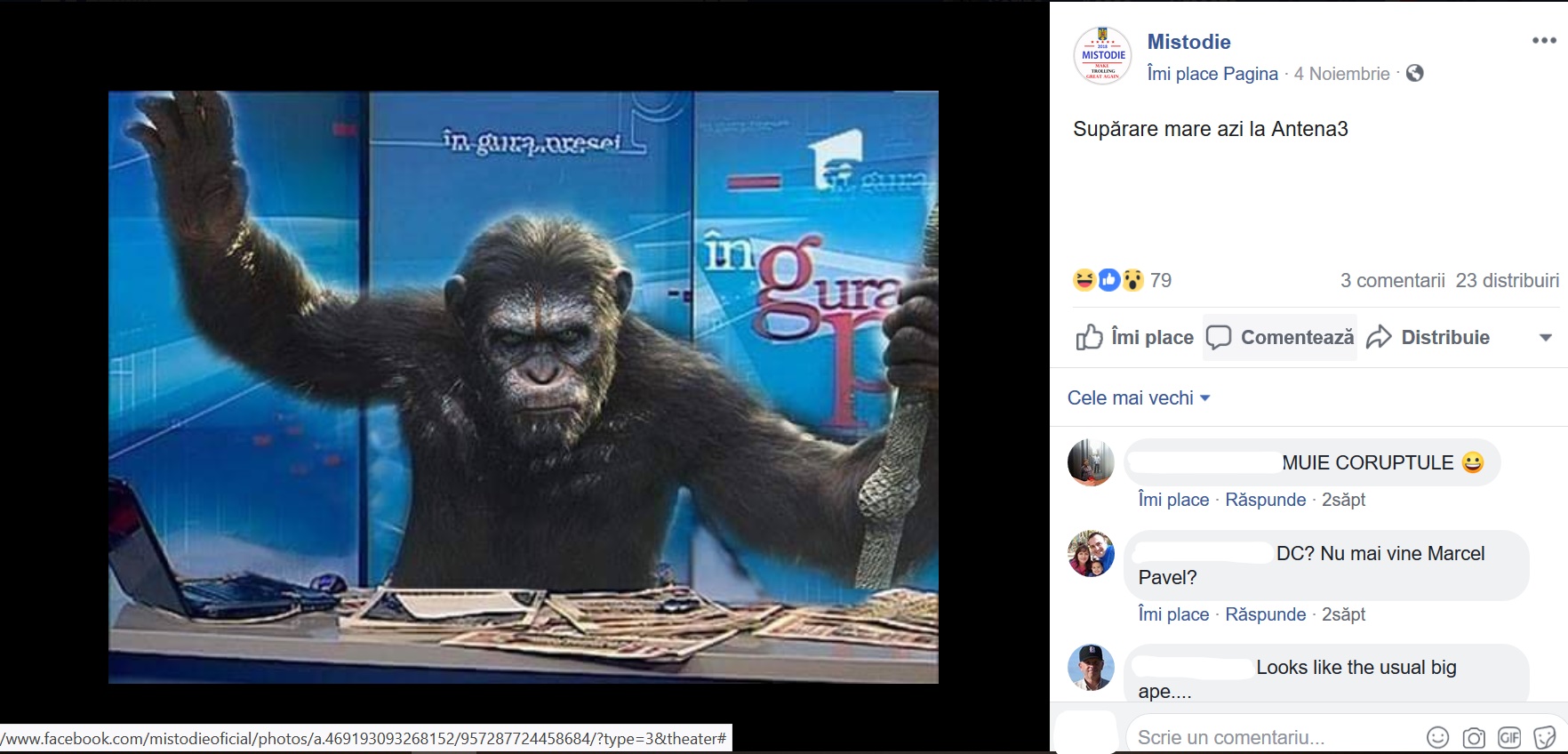 Mircea Badea este prezentat ca o maimuta