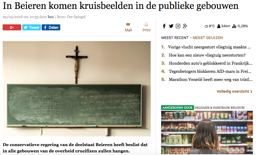 Artikel: In Beieren komen kruisbeelden in publieke gebouwen