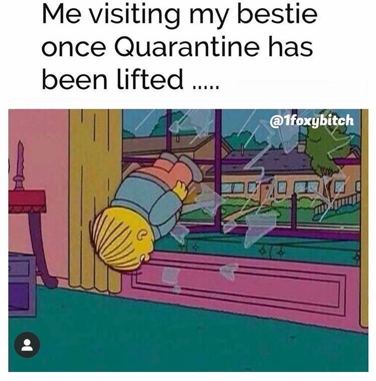 Me visiting my bestie once Quarantine has been lifted...