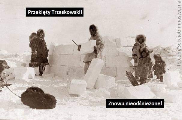 Mem nawiązujący do zimy w Warszawie.