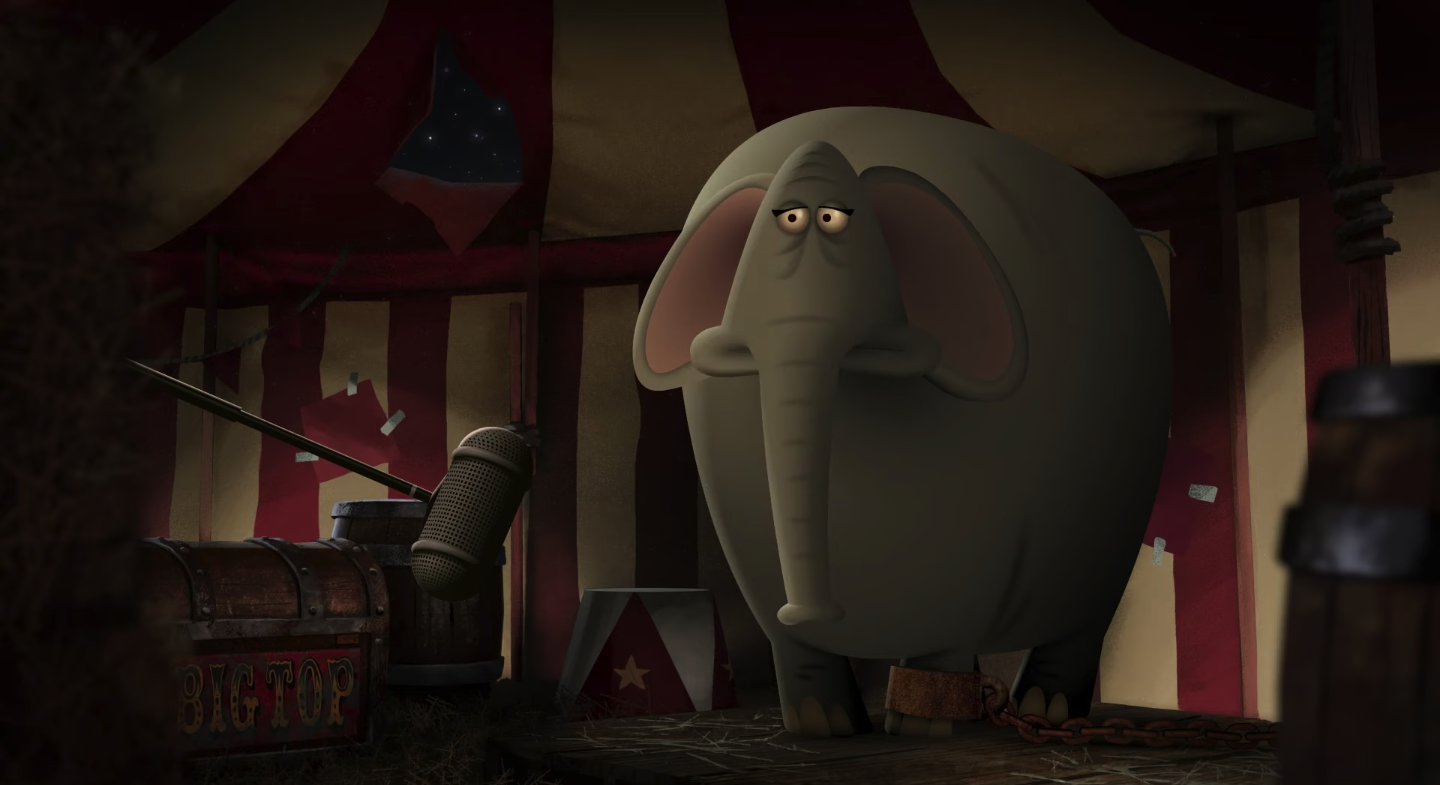 Słoń przykuty łańcuchem w cyrku