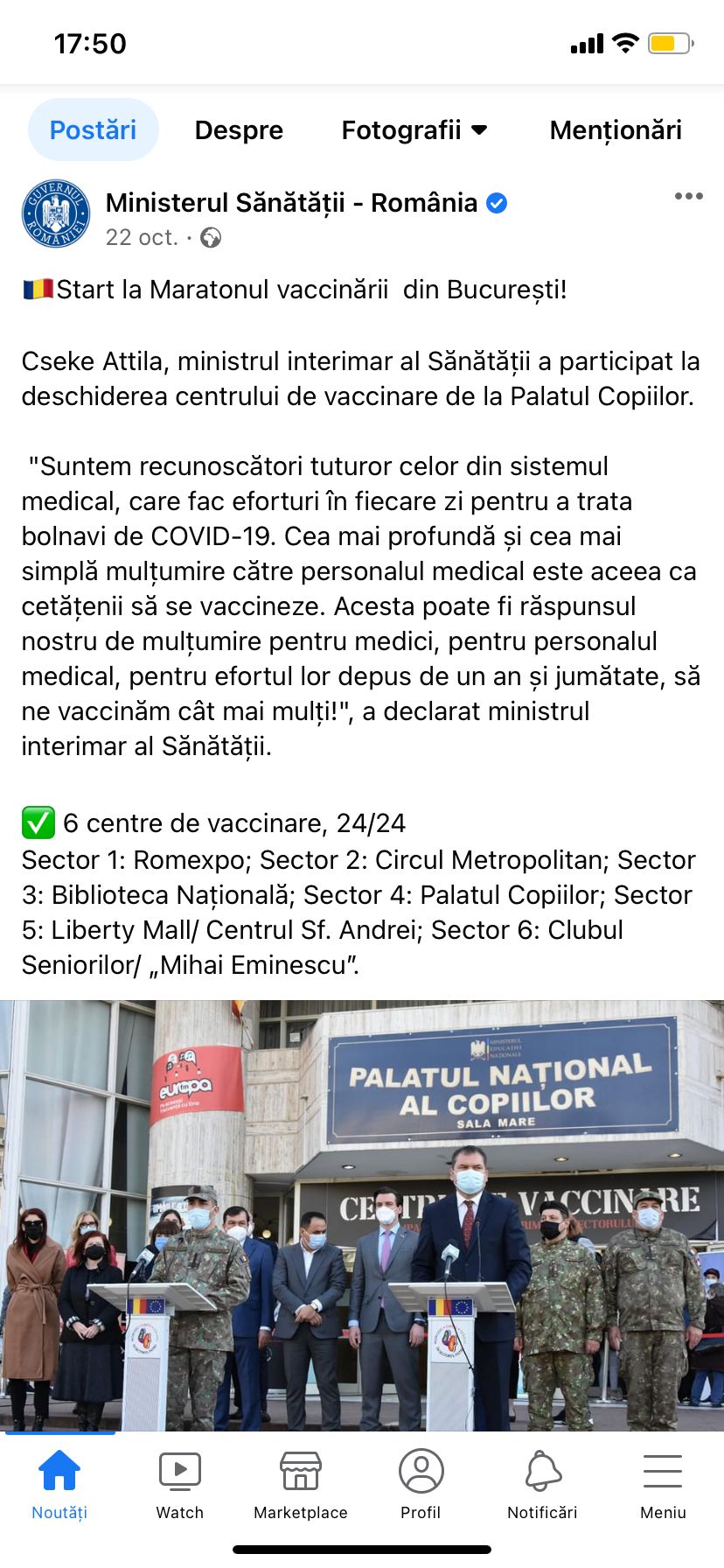 Imaginea prezinta deschiderea unui nou centru de vaccinare 