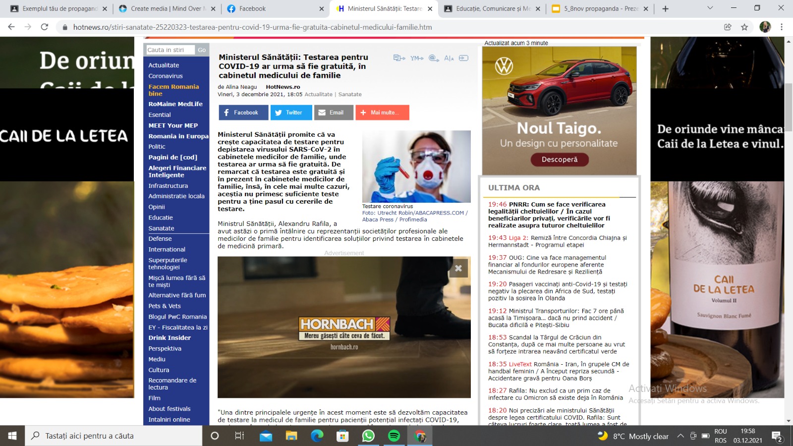 Ministerul Sănătății promite că va crește capacitatea de testare pentru depistarea virusului SARS-CoV-2 în cabinetele medicilor de familie, unde testarea ar urma să fie gratuită. De remarcat că testarea este gratuită și în prezent în cabinetele medicilor de familie, însă, în cele mai multe cazuri, aceștia nu primesc suficiente teste pentru a ține pasul cu cererile de testare.