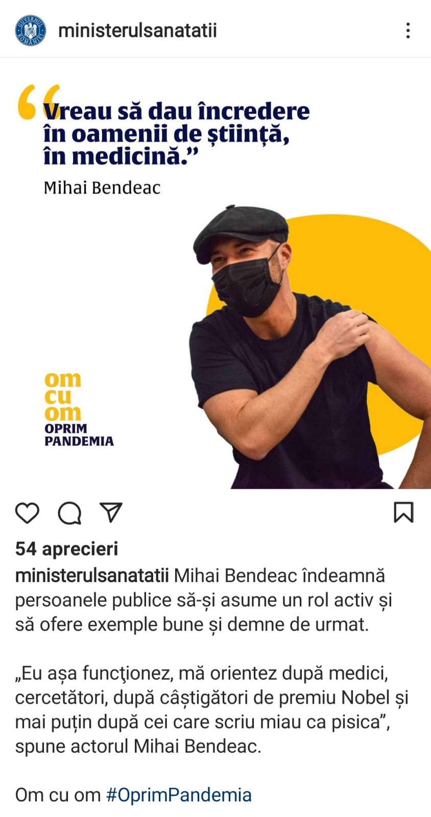 "Vreau să dau încredere în oamenii de știință, în medicină"