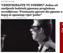 'Prestanite pjevati dio pjesme u kojoj se spominje riječ 'peder" 