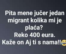 Grafika donosi pošalicu o tome da se više isplati biti migrant zbog državnih potpora