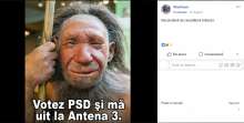 Se sugereaza in poza ca cei care voteaza PSD si se uita la Antena 3 sunt neanderthali
