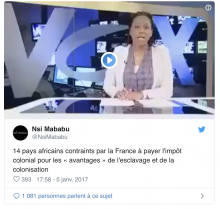 capture d'écran d'un tweet citant un sujet de Vox Africa