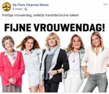 meme die Fijne vrouwendag combineert met een scheldpartij