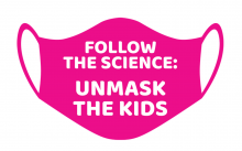 Image of a Mask with the text "Unmask Our Kids"