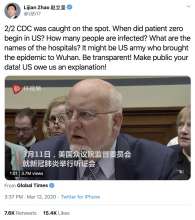 Tweet by Lijian Zao on the potential origins of COVID-19 